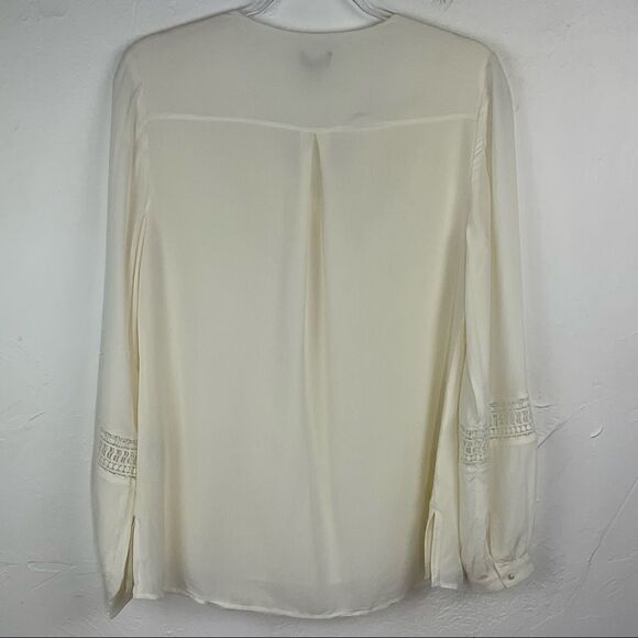 Chico’s Ivory Cream Crochet Long Sleeve Shirt Small New - Picture 5 of 6